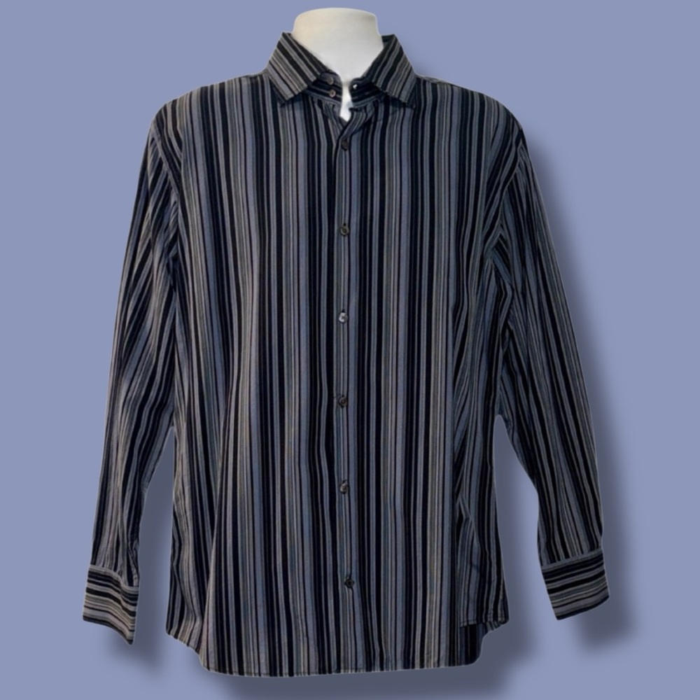 Banana Republic Men’s Blue Striped Button-Up Shirt| Size L |Office-to-Happy Hour